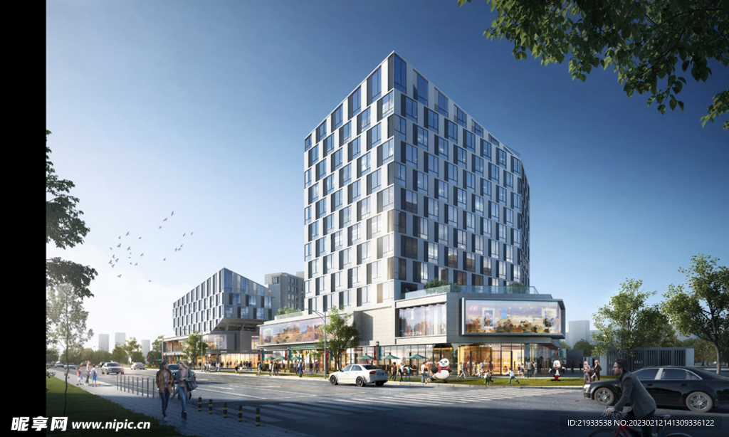 沿街公建办公楼写字楼玻璃幕墙