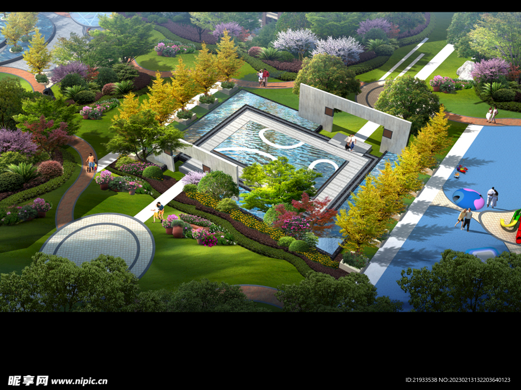 别墅庭院景观效果图