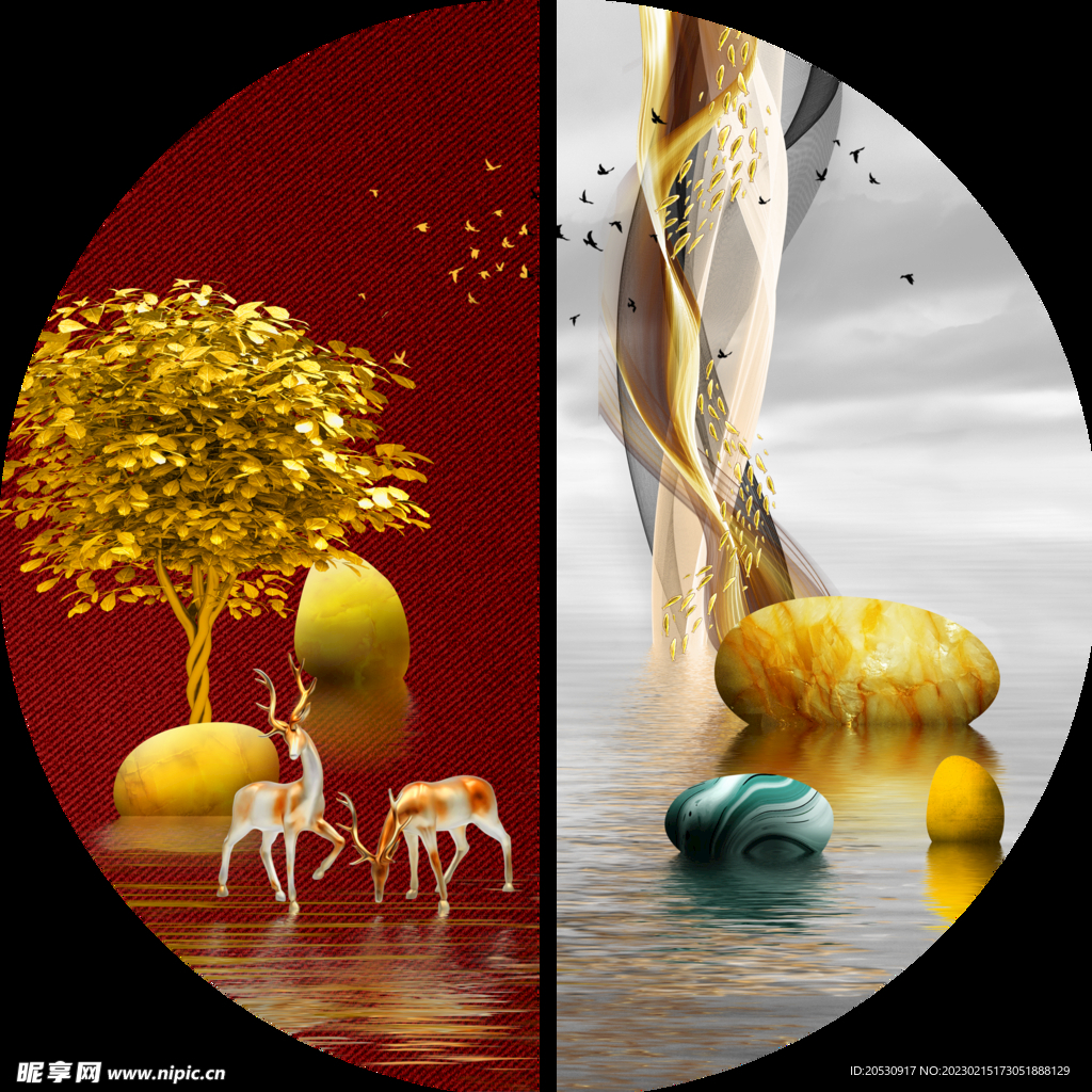 奢金山石线条装饰画