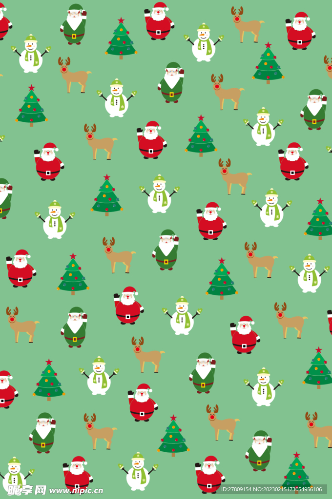 卡通手绘矢量平铺节日圣诞节儿童