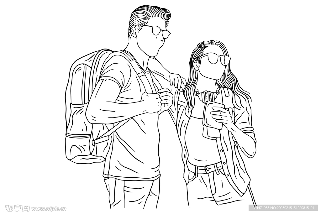旅游情侣 线描情侣 图案合集 