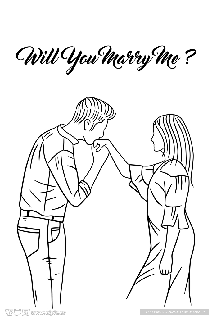线描情侣