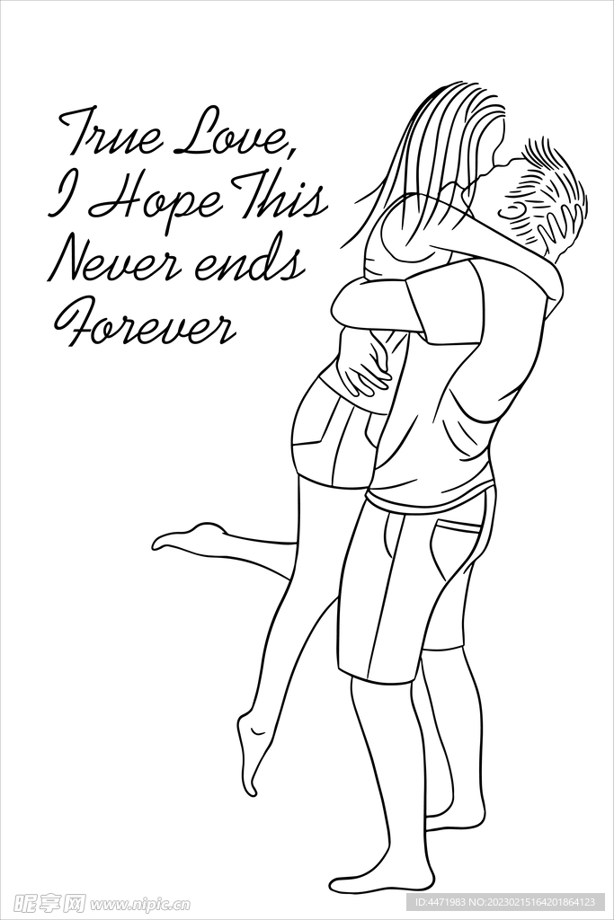 线描情侣 