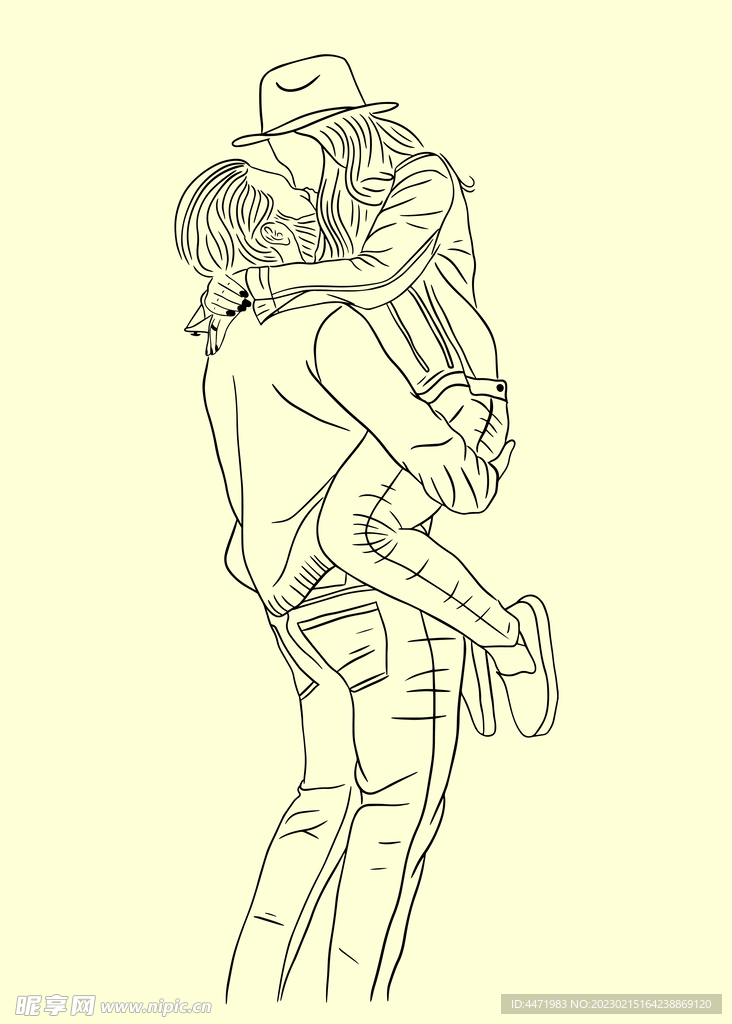 线描情侣 