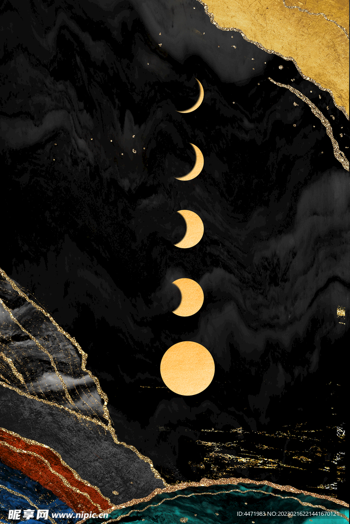 月亮烫金装饰画