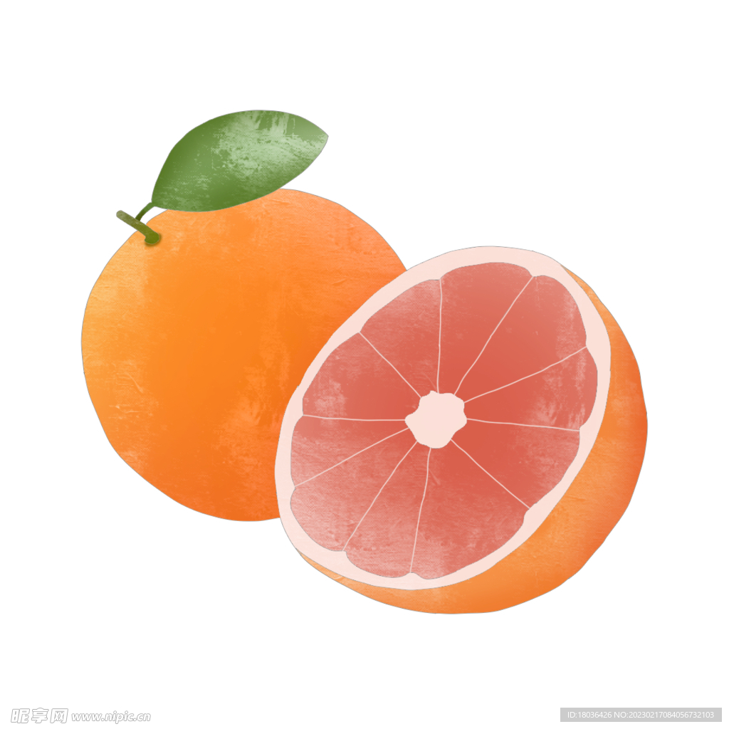 创意卡通手绘新鲜水果柚子元素