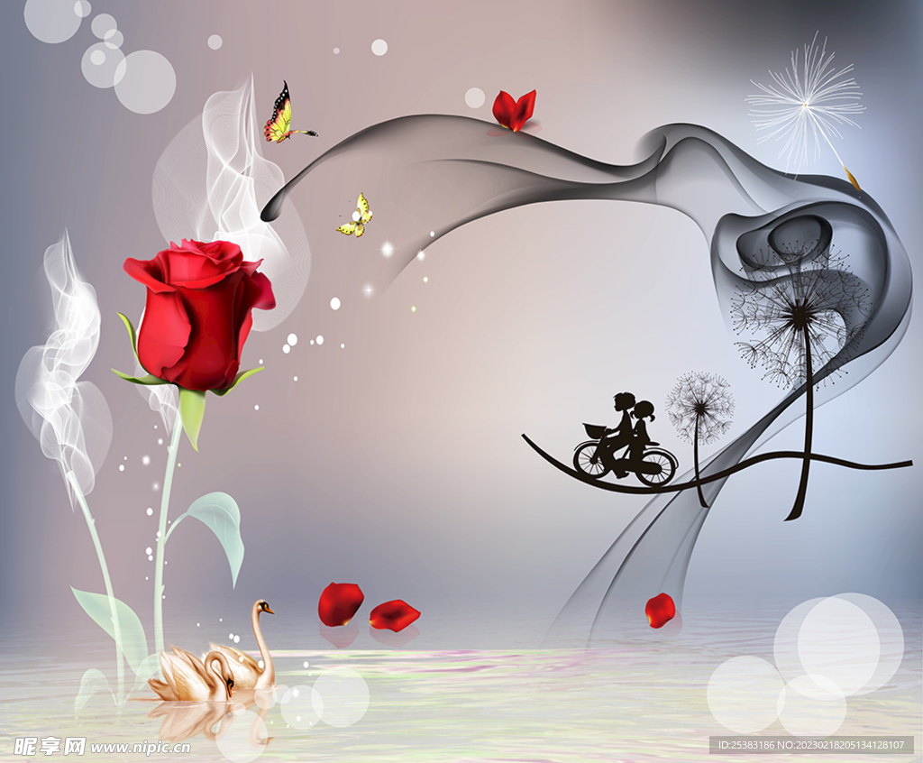 玫瑰电视背景墙