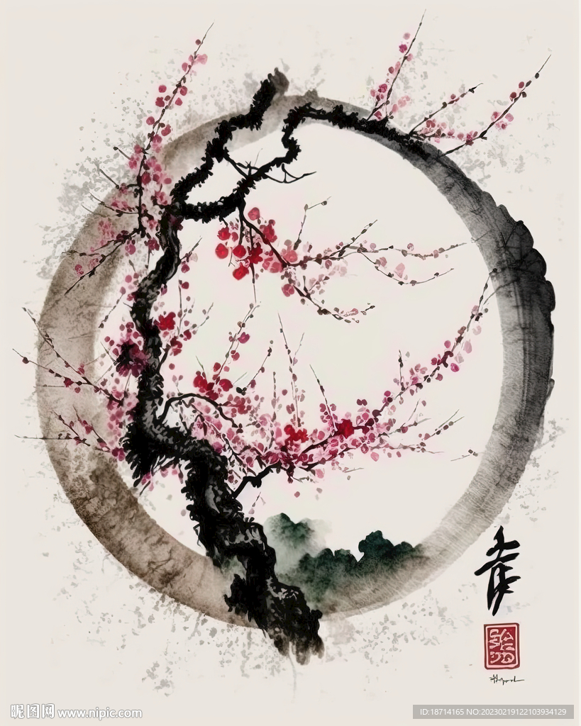 水墨樱花