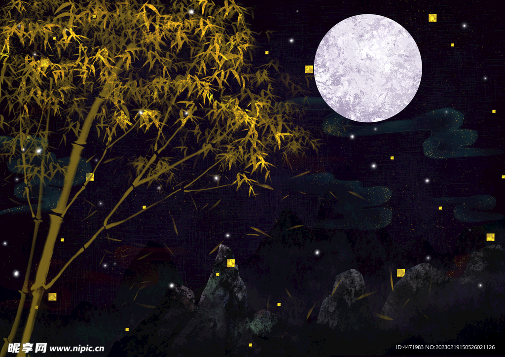意境月夜背景