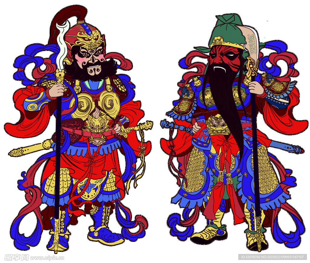 关羽 张飞 年画 门神