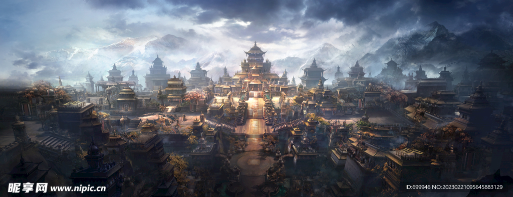 古风 传统建筑 山水风景 亭台