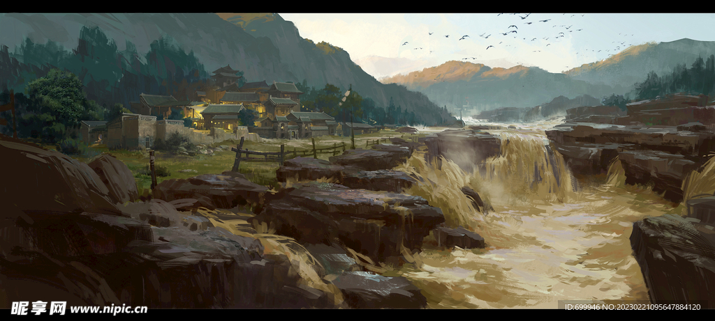 古风 传统建筑 山水风景 亭台