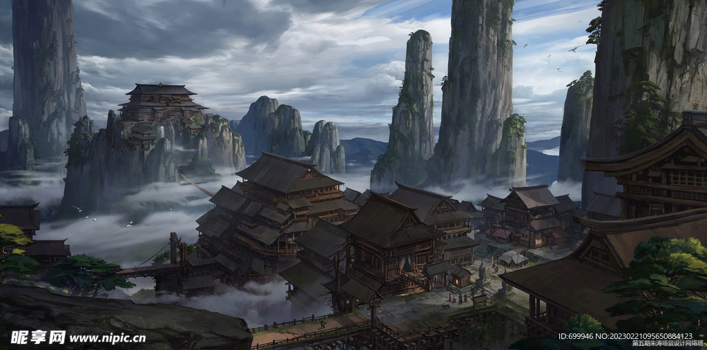 古风 传统建筑 山水风景 亭台