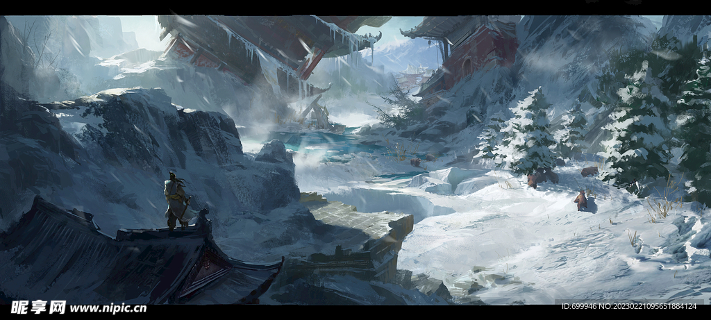 古风 传统建筑 山水风景 亭台