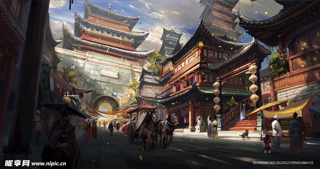 古风 传统建筑 山水风景 亭台