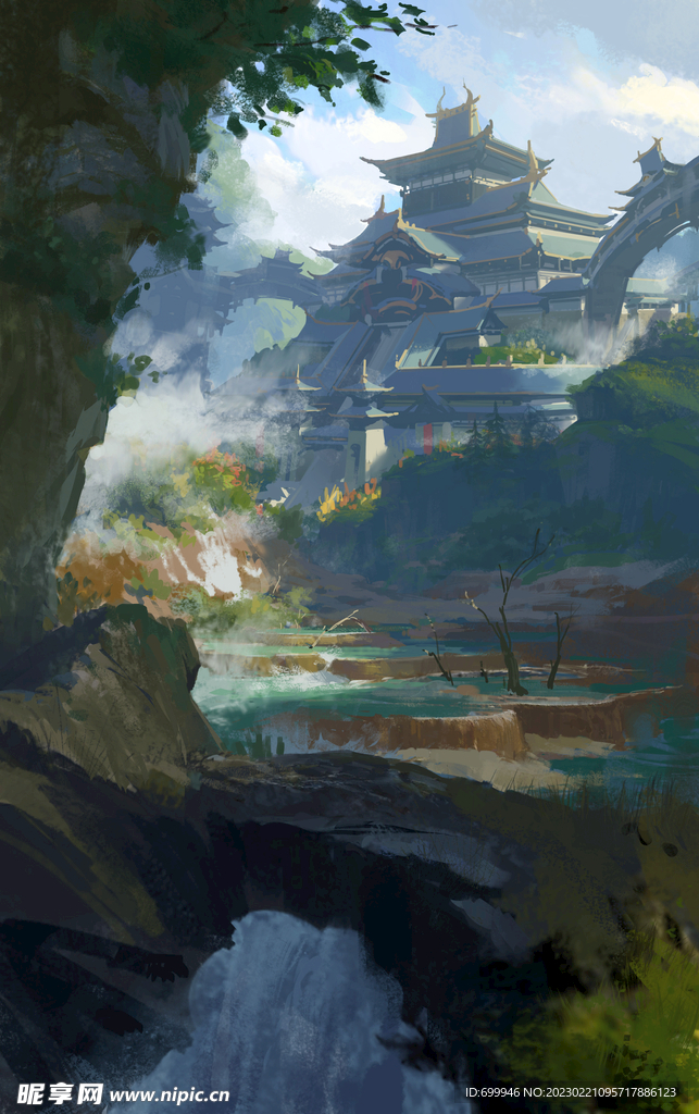 古风 传统建筑 山水风景 亭台