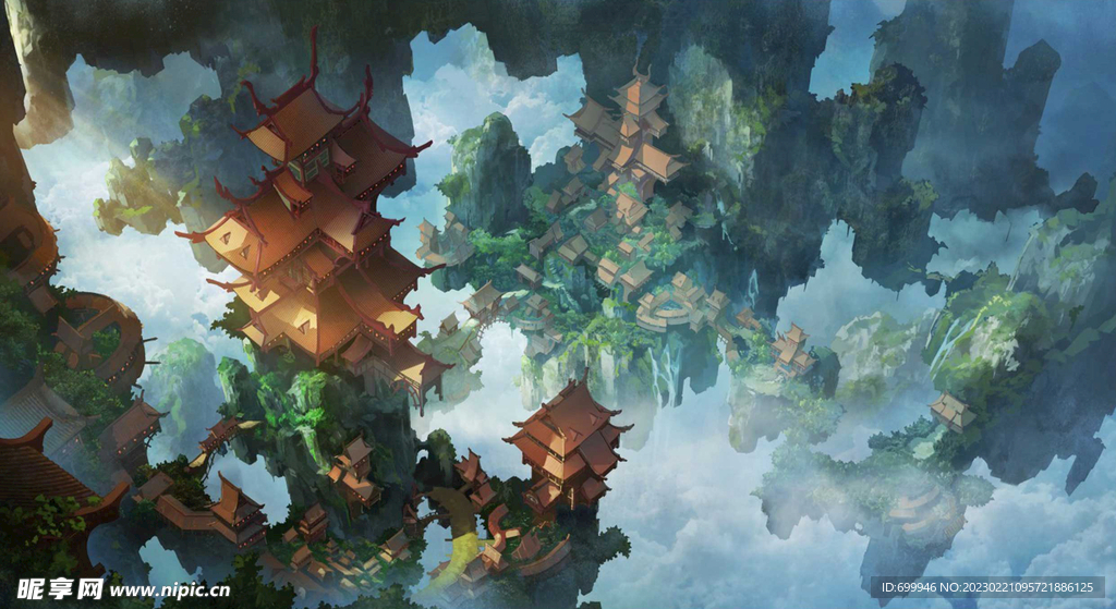 古风 传统建筑 山水风景 亭台