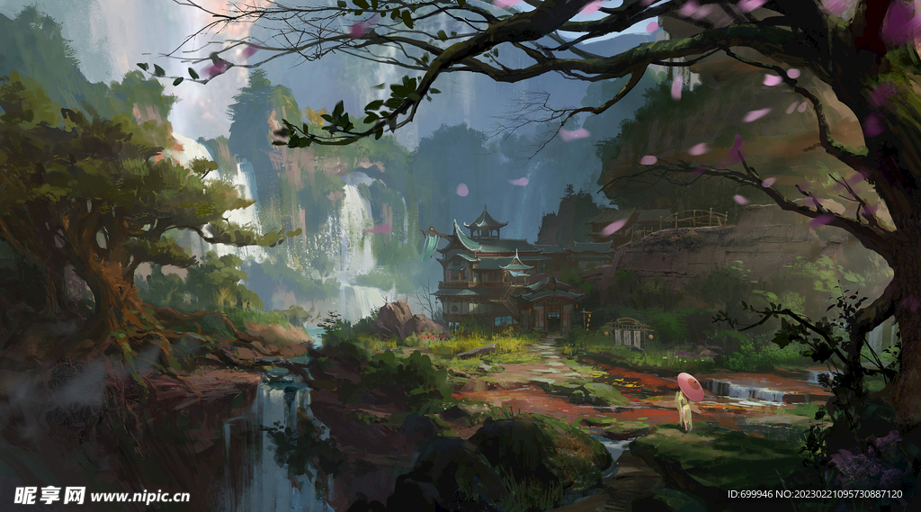 古风 传统建筑 山水风景 亭台