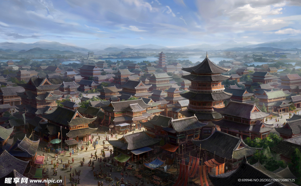 古风 传统建筑 山水风景 亭台