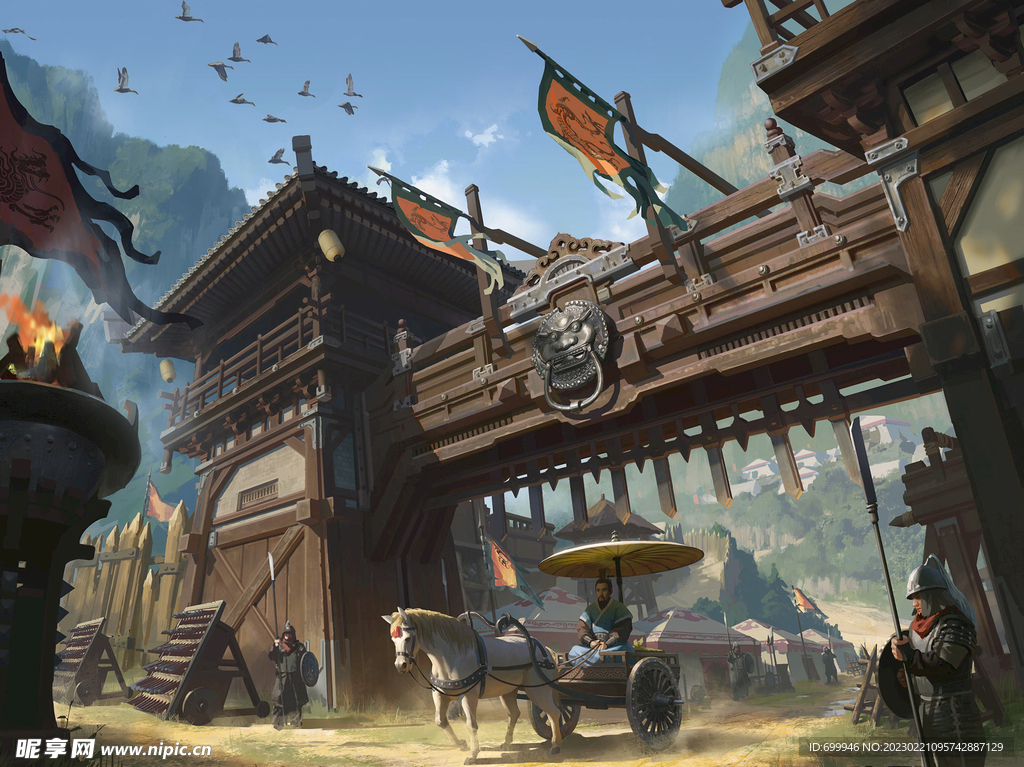 古风 传统建筑 山水风景 亭台