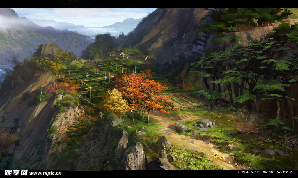 古风 传统建筑 山水风景 亭台