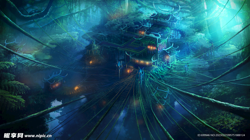 古风 传统建筑 山水风景 亭台