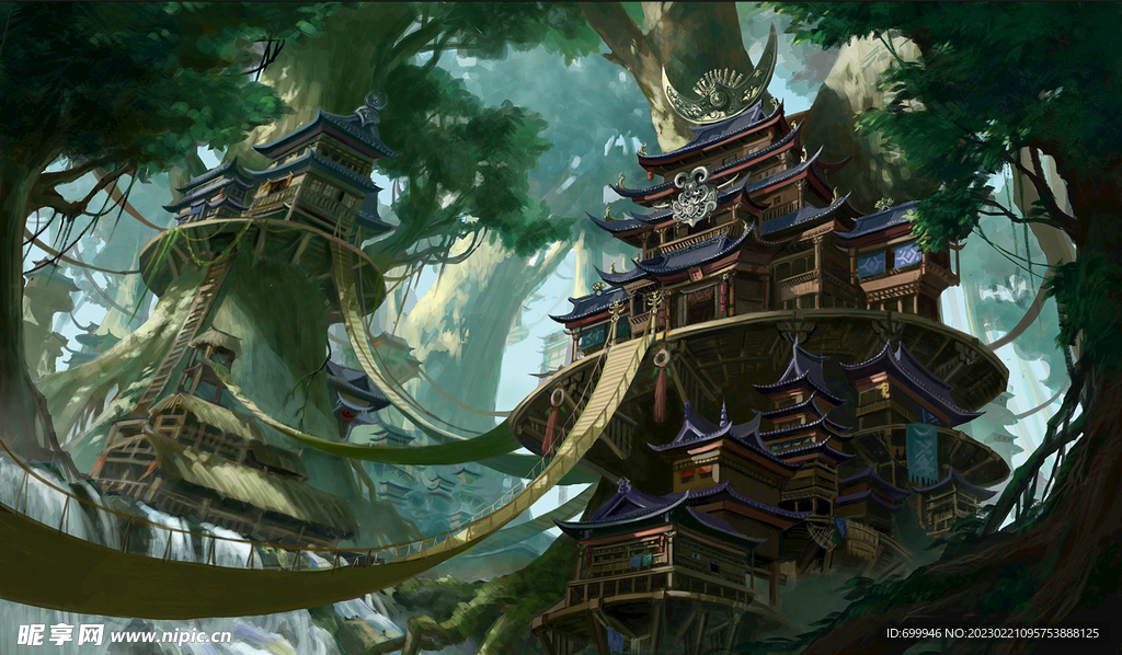 古风 传统建筑 山水风景 亭台