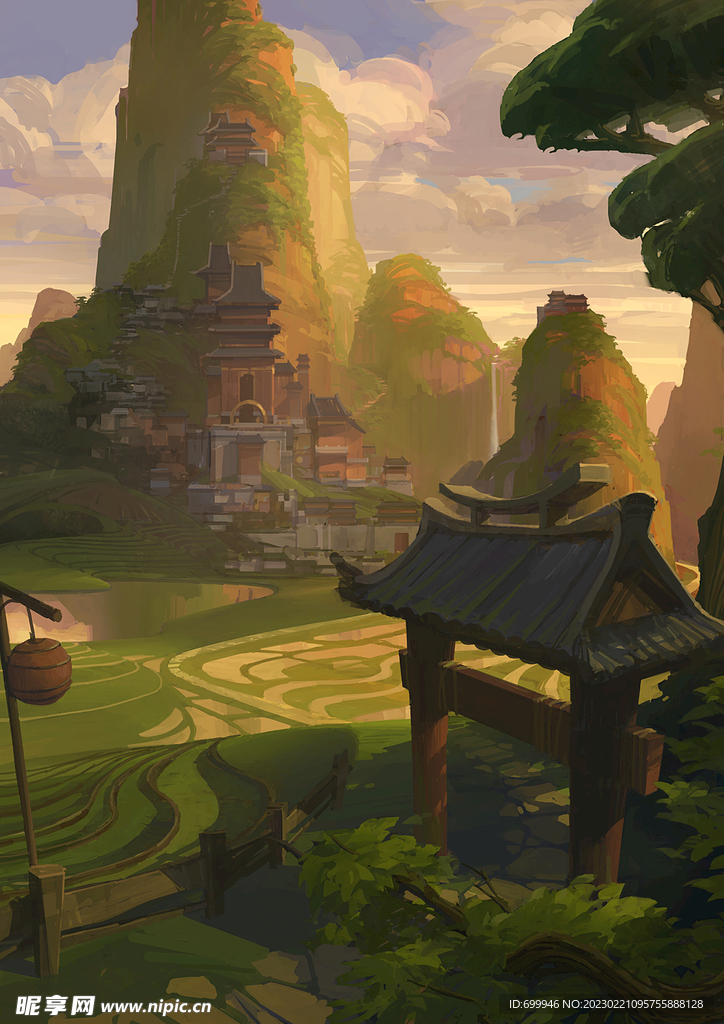 古风 传统建筑 山水风景 亭台