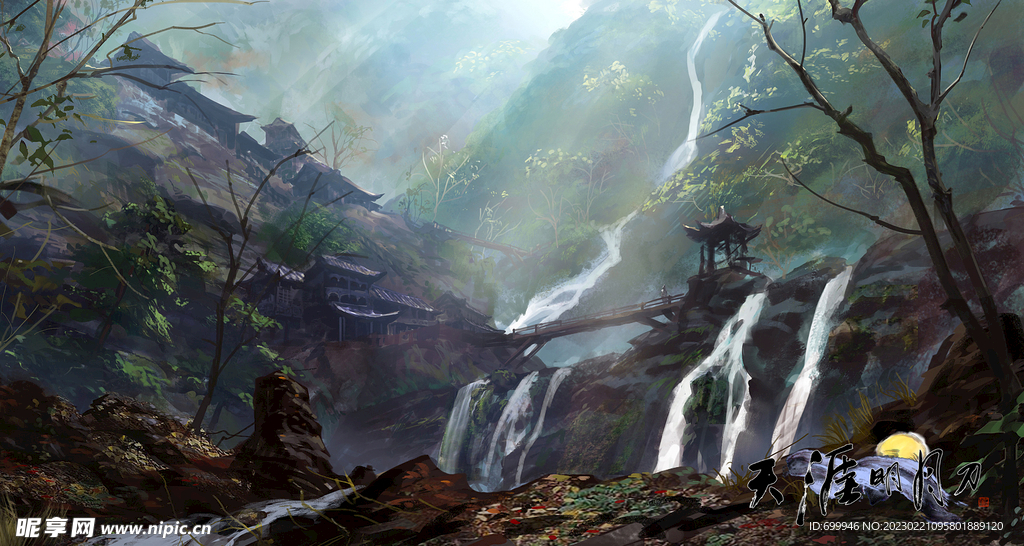 古风 传统建筑 山水风景 亭台