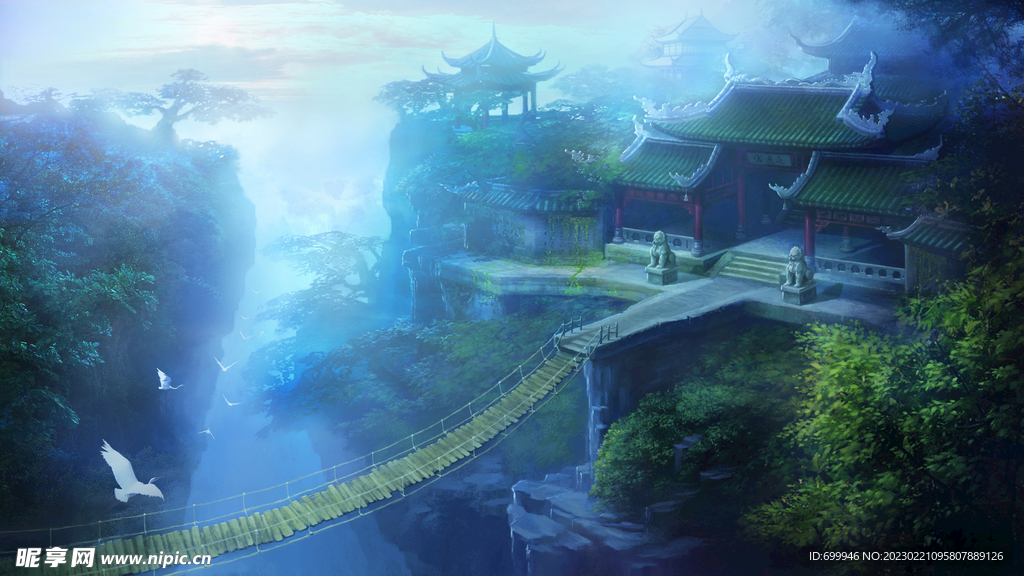 古风 传统建筑 山水风景 亭台