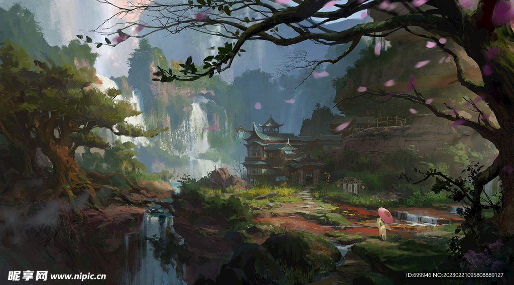 古风 传统建筑 山水风景 亭台