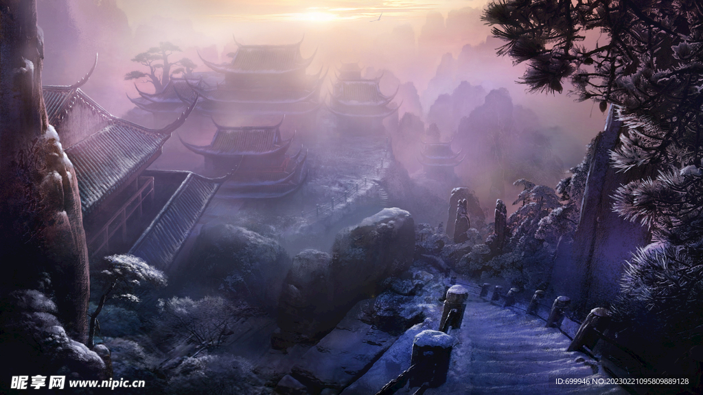 古风 传统建筑 山水风景 亭台