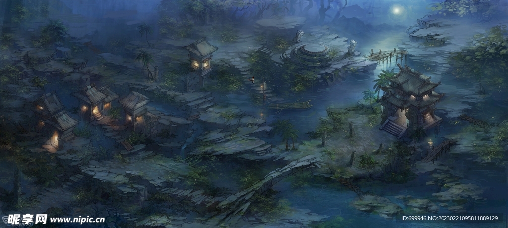 古风 传统建筑 山水风景 亭台