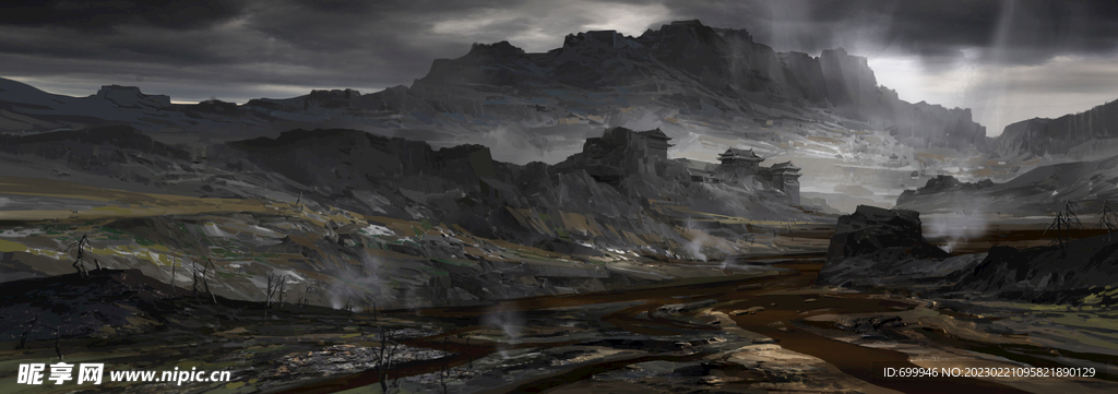 古风 传统建筑 山水风景 亭台