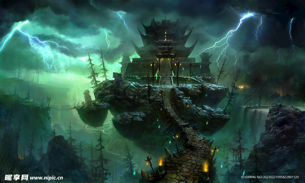 古风 传统建筑 山水风景 亭台