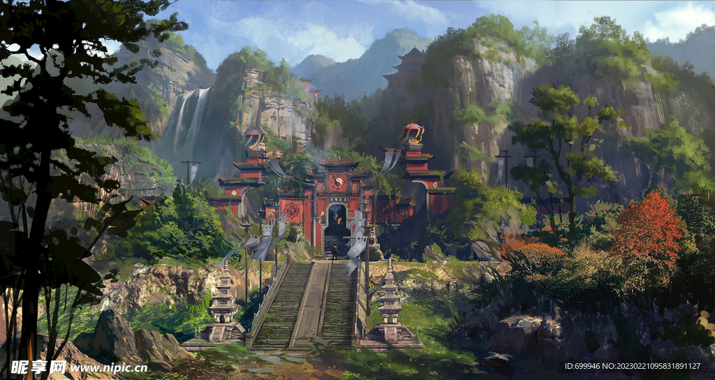 古风 传统建筑 山水风景 亭台