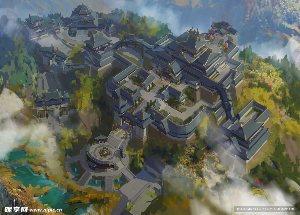 古风 传统建筑 山水风景 亭台