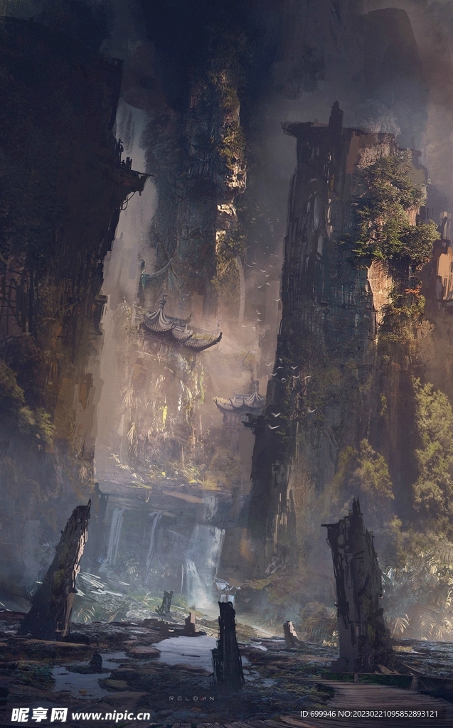 古风 传统建筑 山水风景 亭台