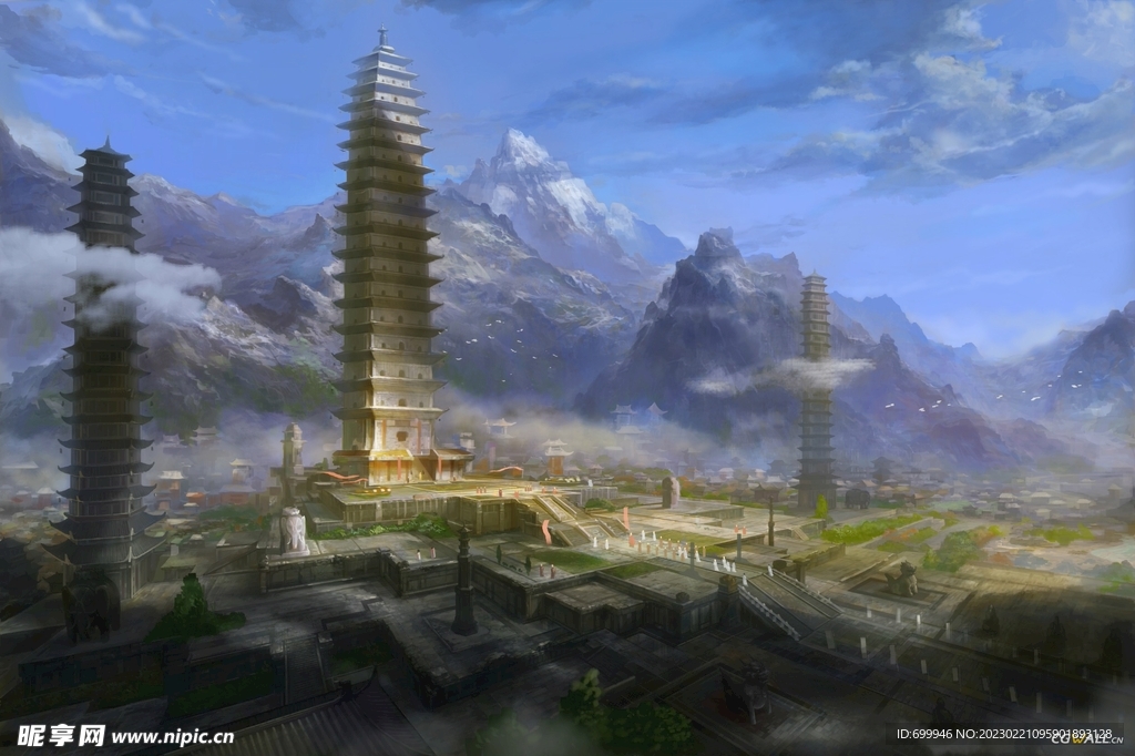 古风 传统建筑 山水风景 亭台