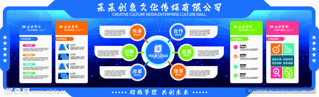 蓝色文化墙  蓝色企业  宣传
