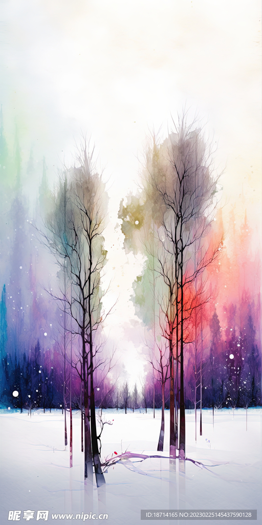 水彩雪景
