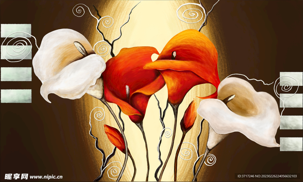 油画花涂鸦美式欧式装饰画