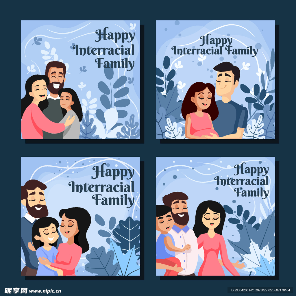 一家人插画图片