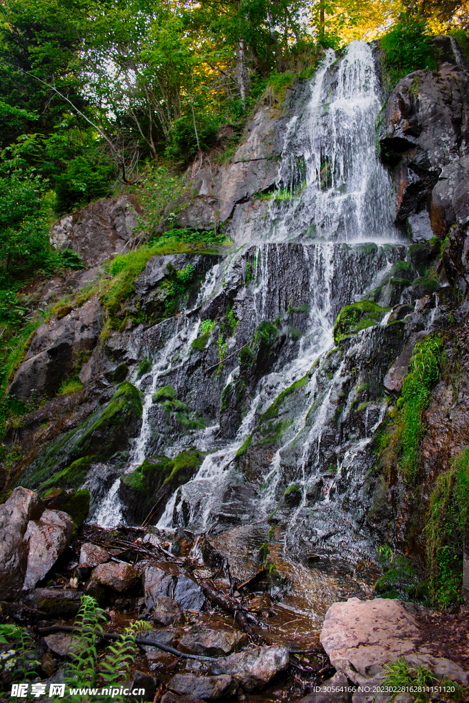 森林瀑布水流