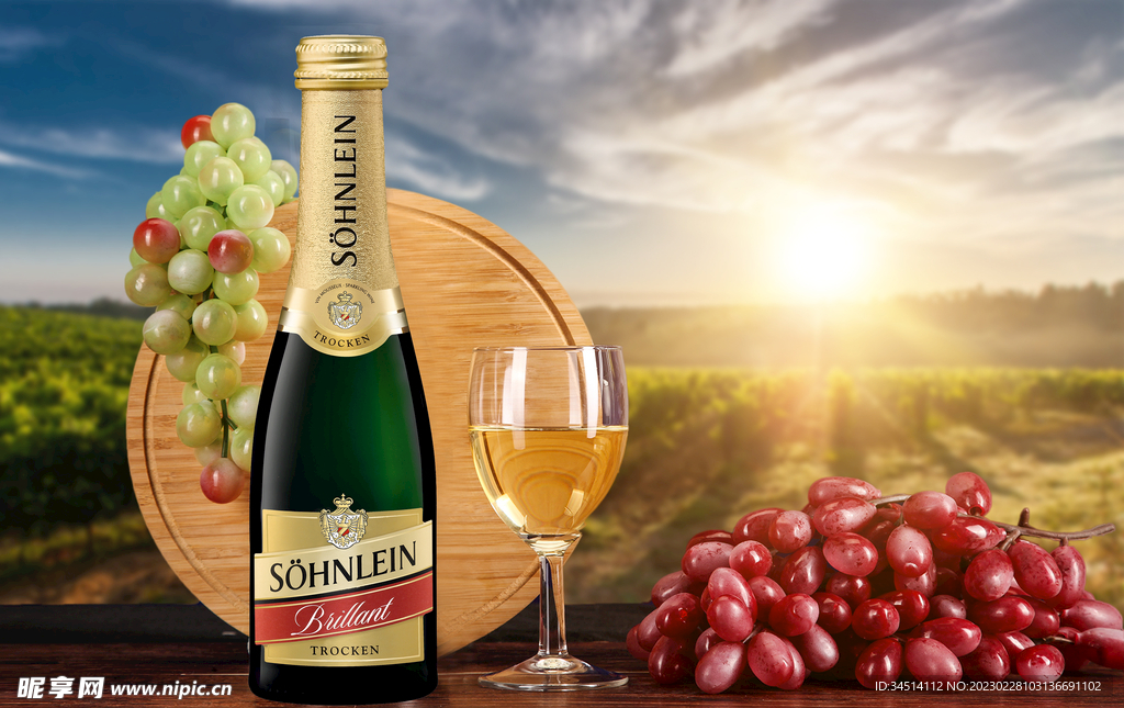 红白葡萄橡木酒桶甜白葡萄酒海报