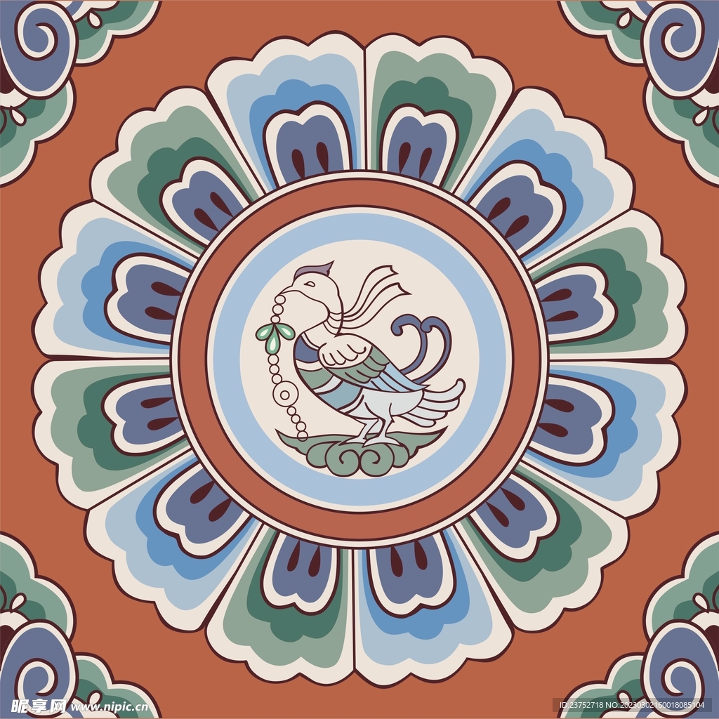 敦煌风中式圆形纹饰