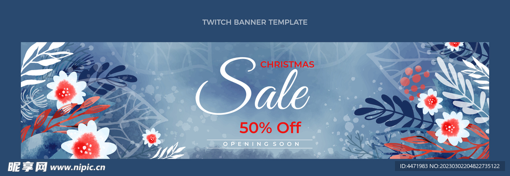  蓝色水彩banner海报