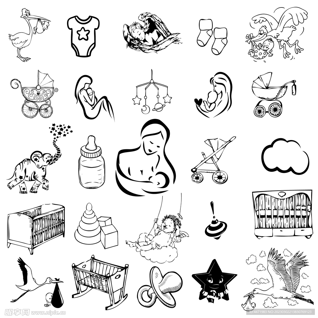线描婴儿元素