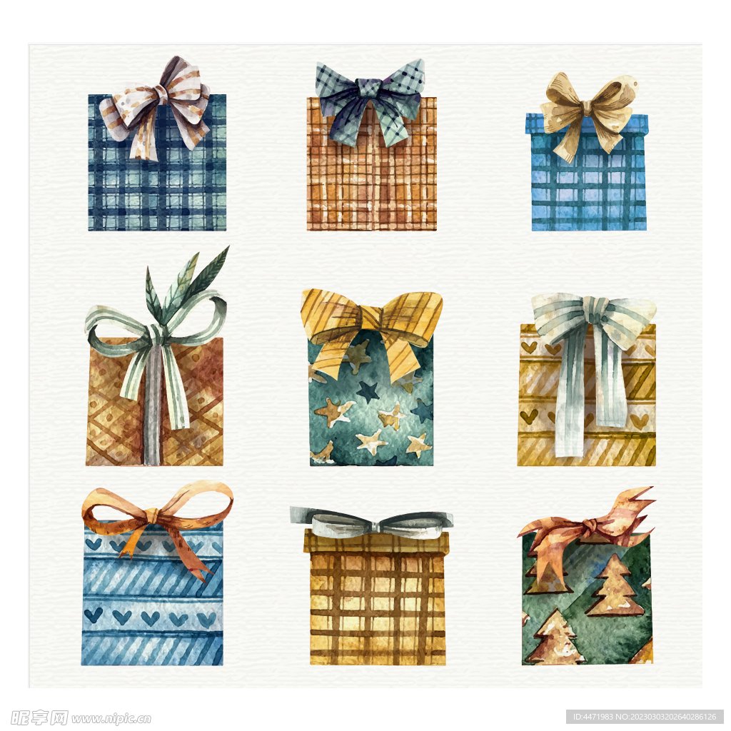 手绘水彩礼物盒