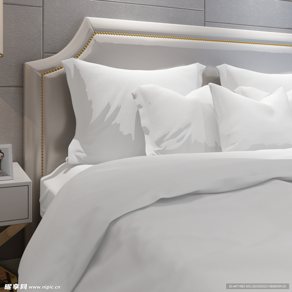 卧室样机 卧室效果图 壁画样机